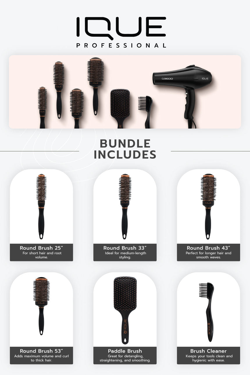 IQUE Professional Brush Collection – Complete Styling & Maintenance Set